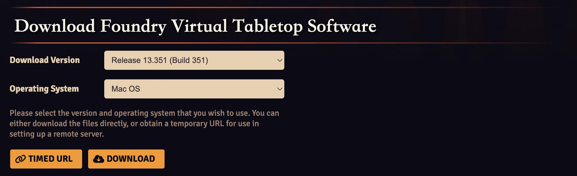 The Foundry download page: pick Release 13 and your operating system